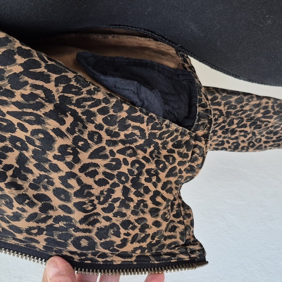 Urban Outfitters Silence Noise Leopard Moto Jacket Pockets Long Sleeve Women M - Picture 6 of 11